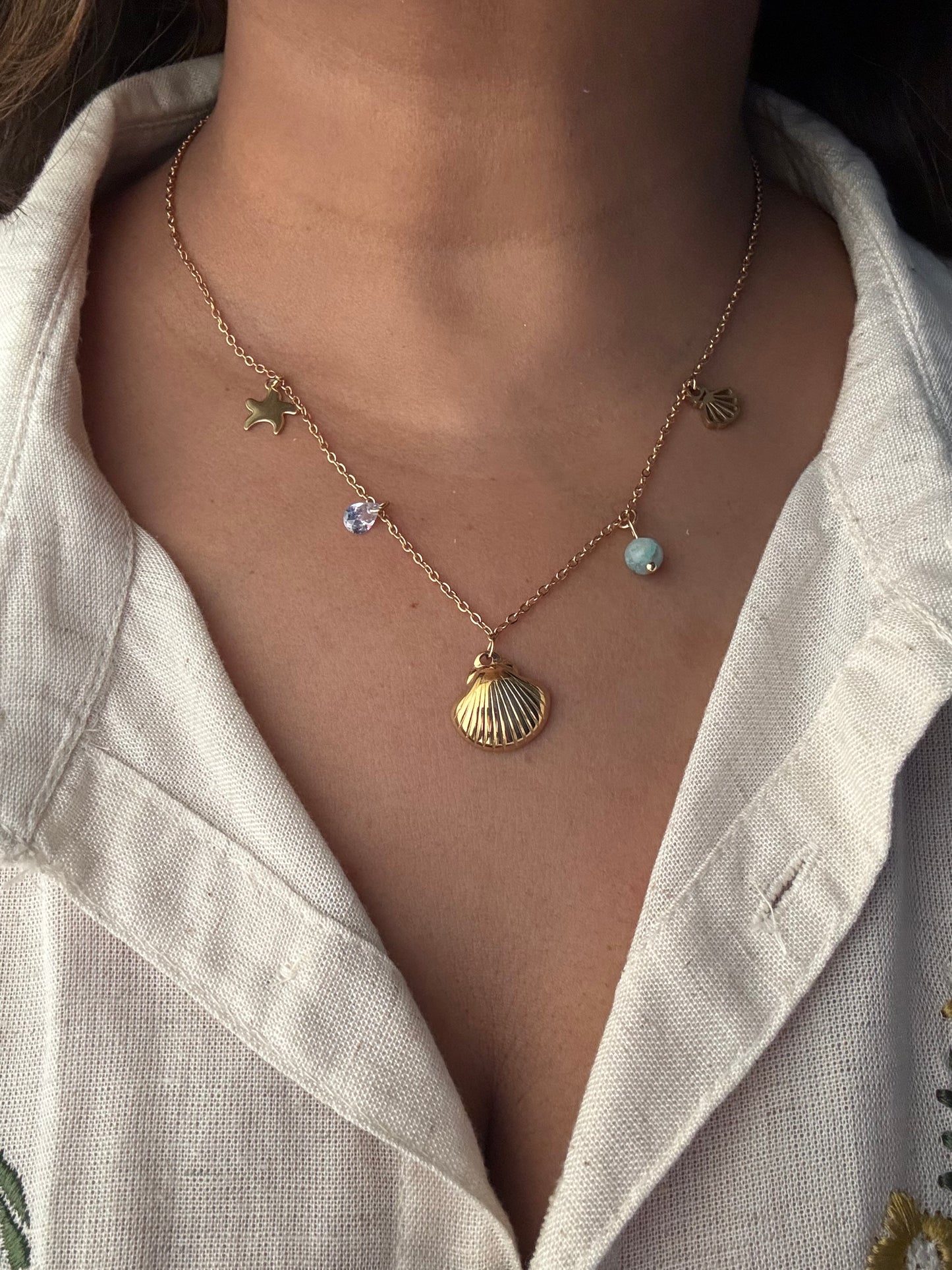 Golden Shore Charm Necklace