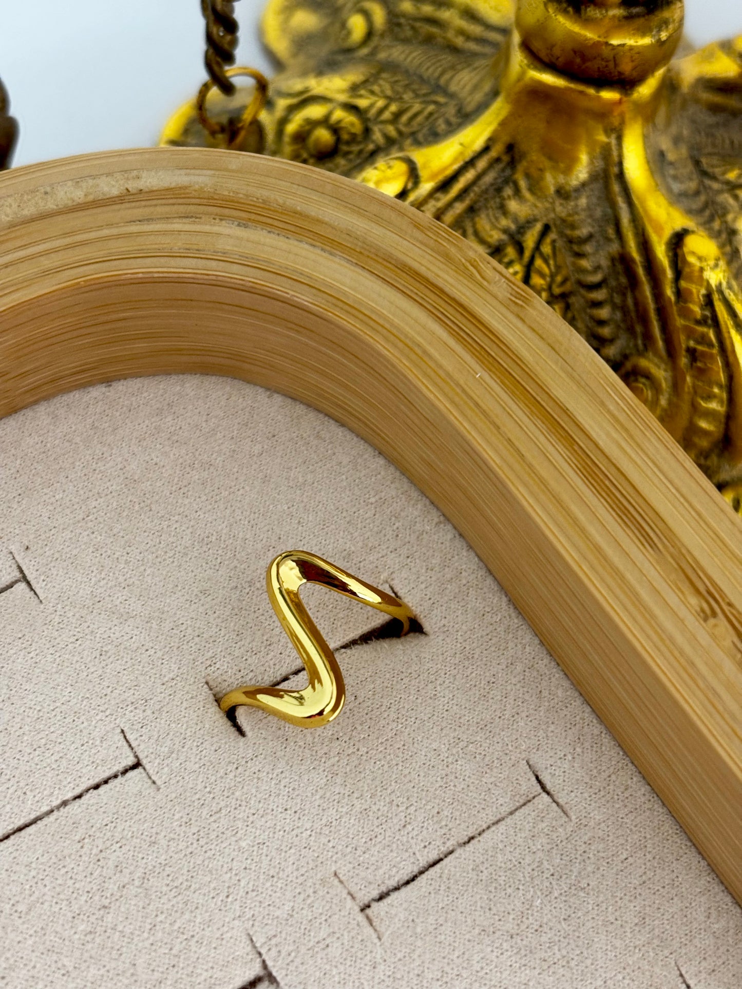 Gold Wave Ring | Minimal Anti Tarnish Gold Plated Ring