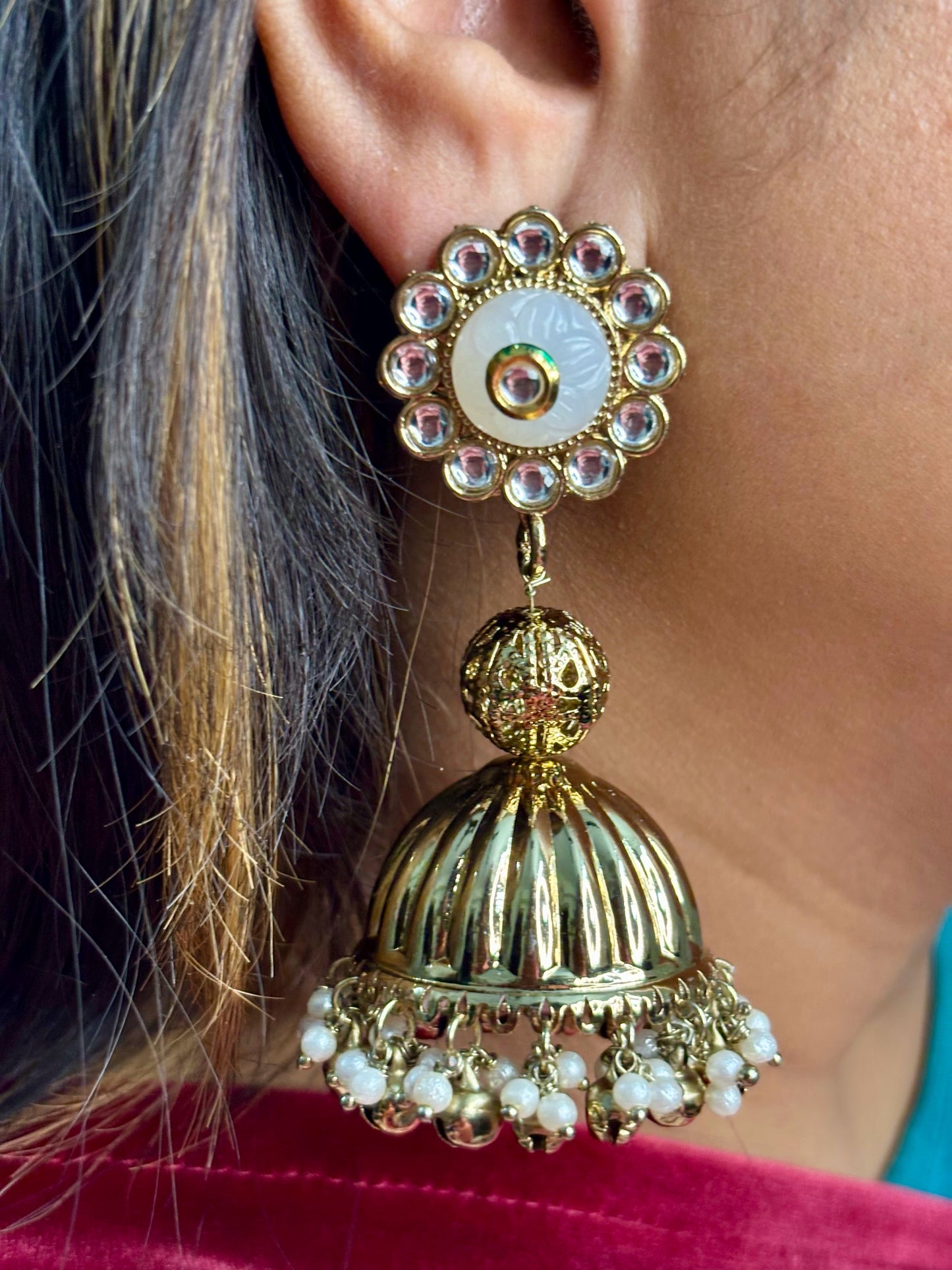 Meher Jhumkas (White)