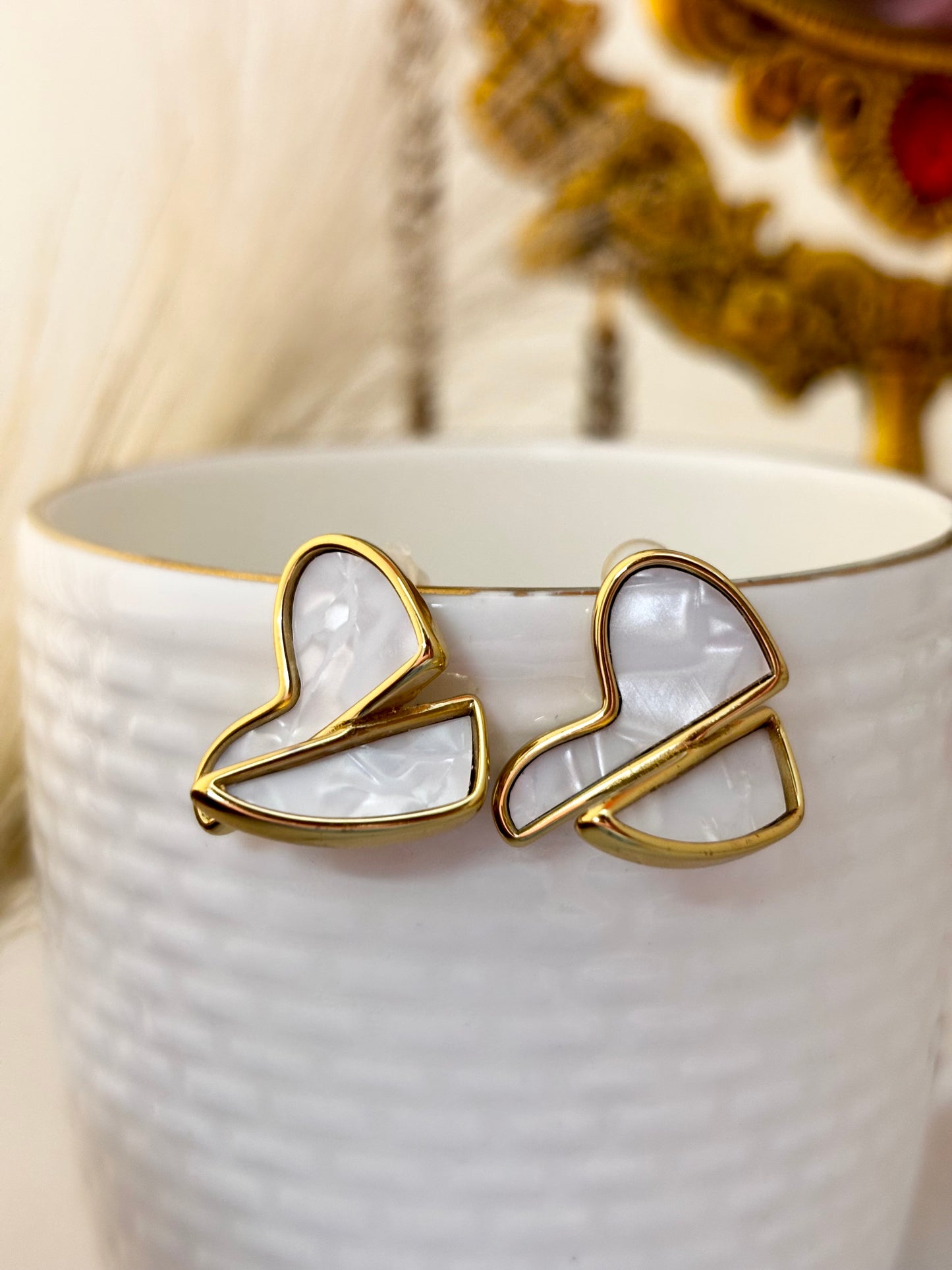 Modern Twist Heart Enamel Earrings