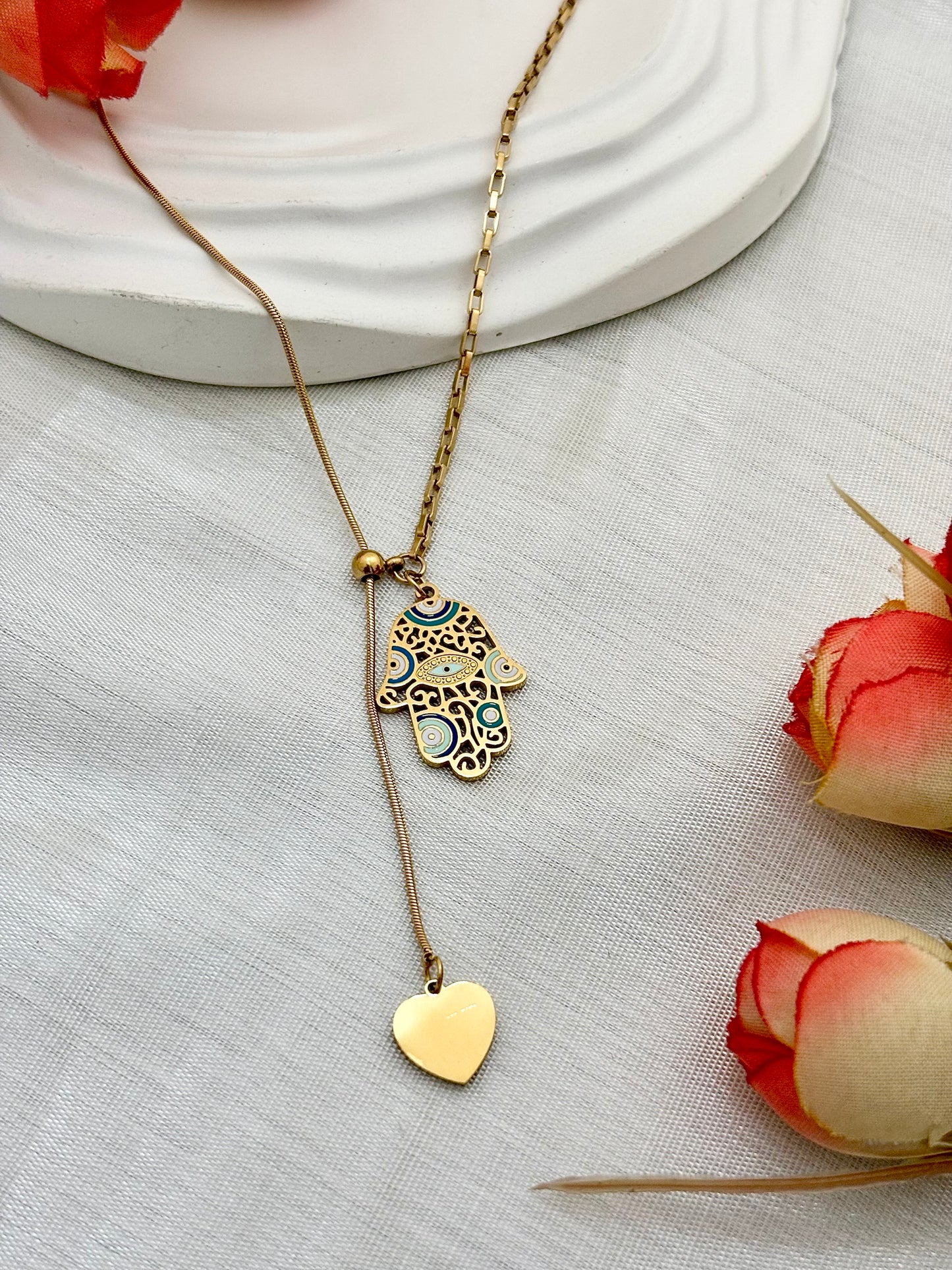 Hamsa Harmony Lariat Necklace