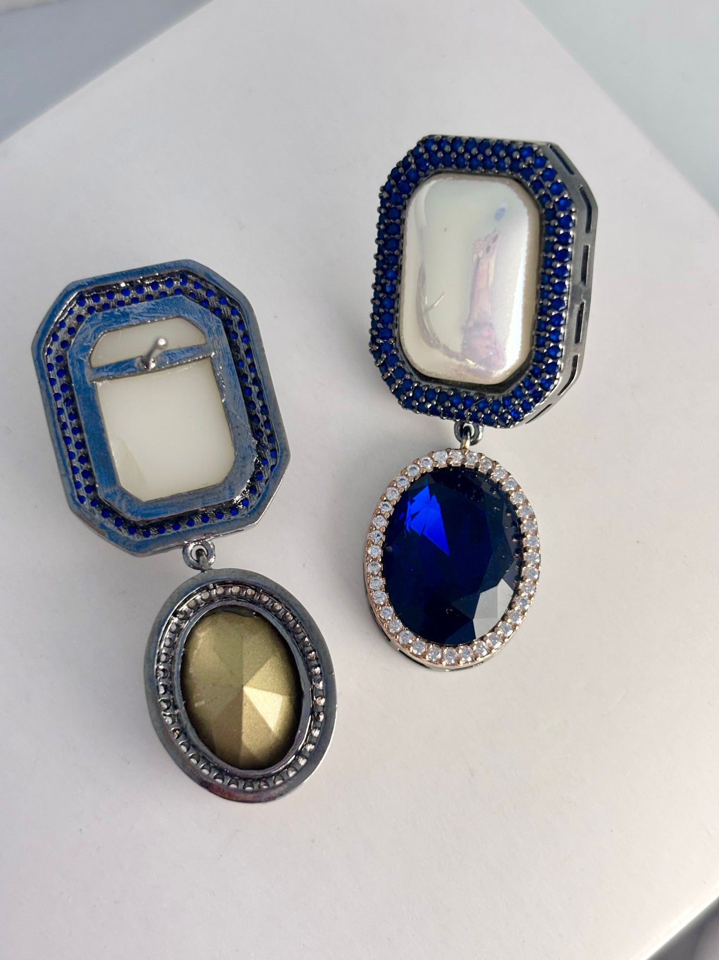 Chloe Blue Sapphire with Pearl and Nano AD | Wedding & Party Wear