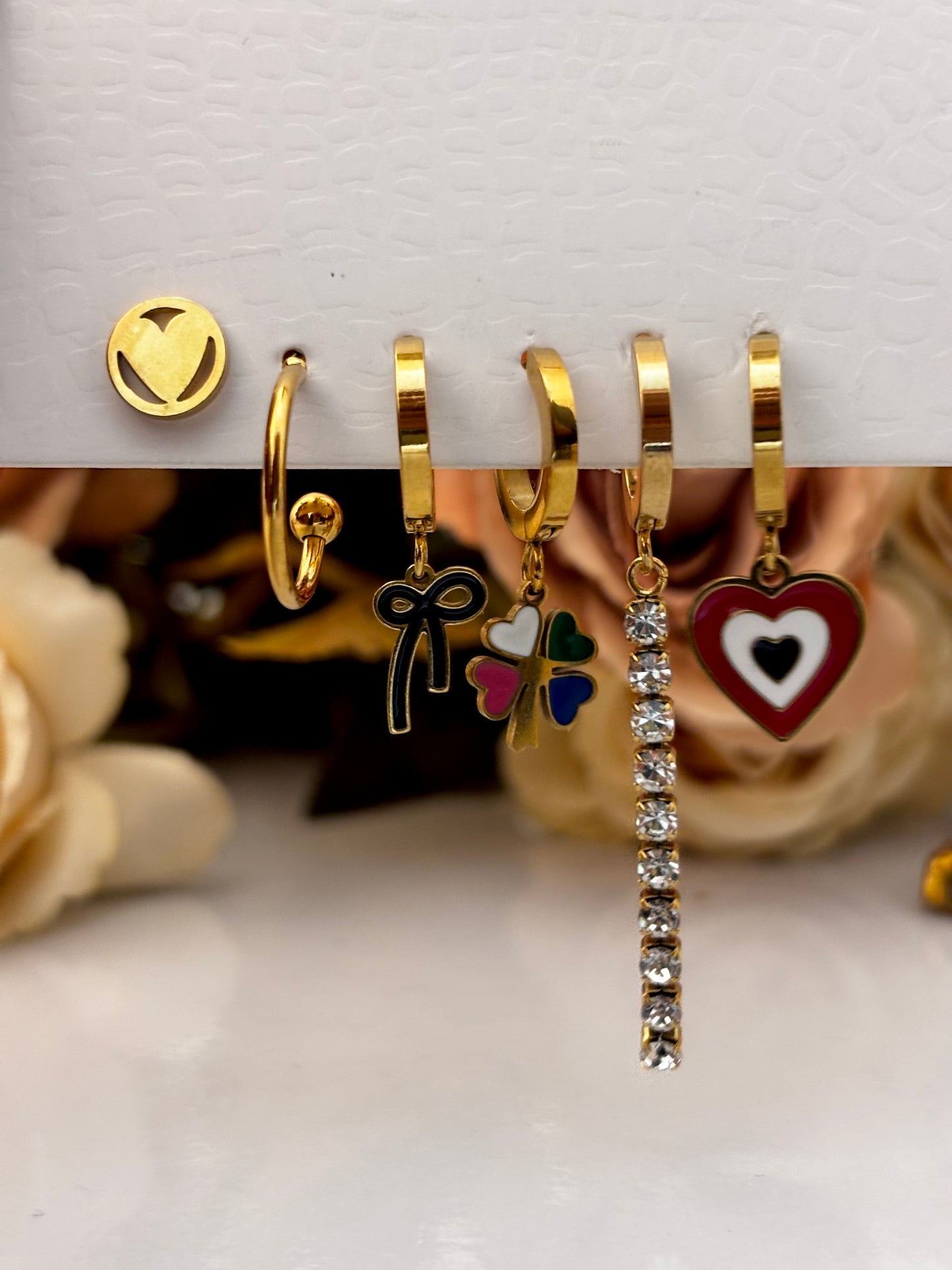 Heart & Spark Ear Party | 6 Earrings Set | Anti Tarnish Gold Plated