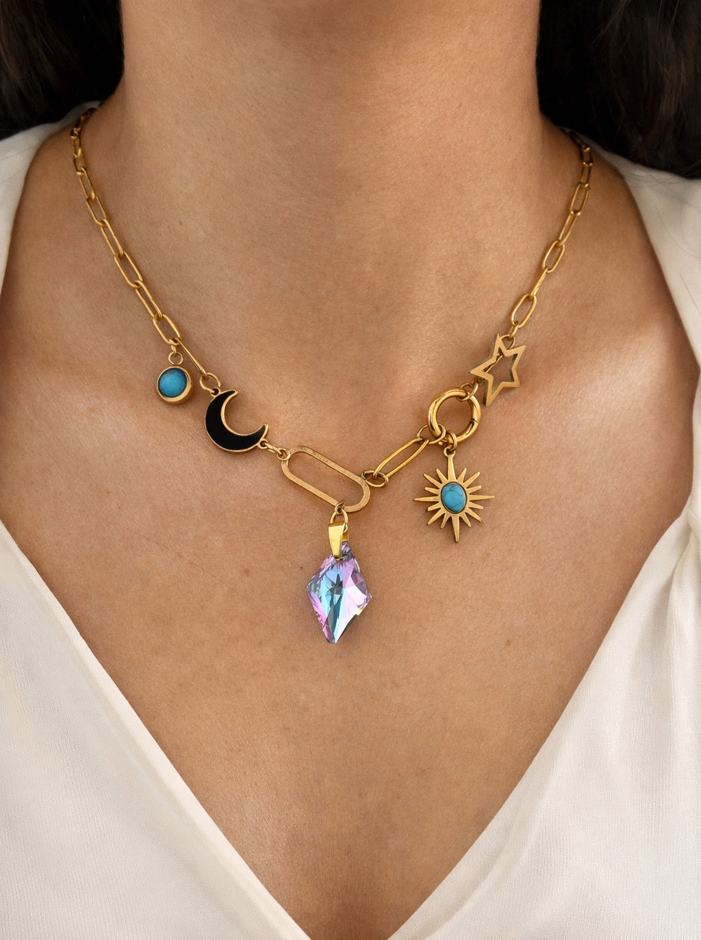 Gold Universe Charms Pendant Necklace