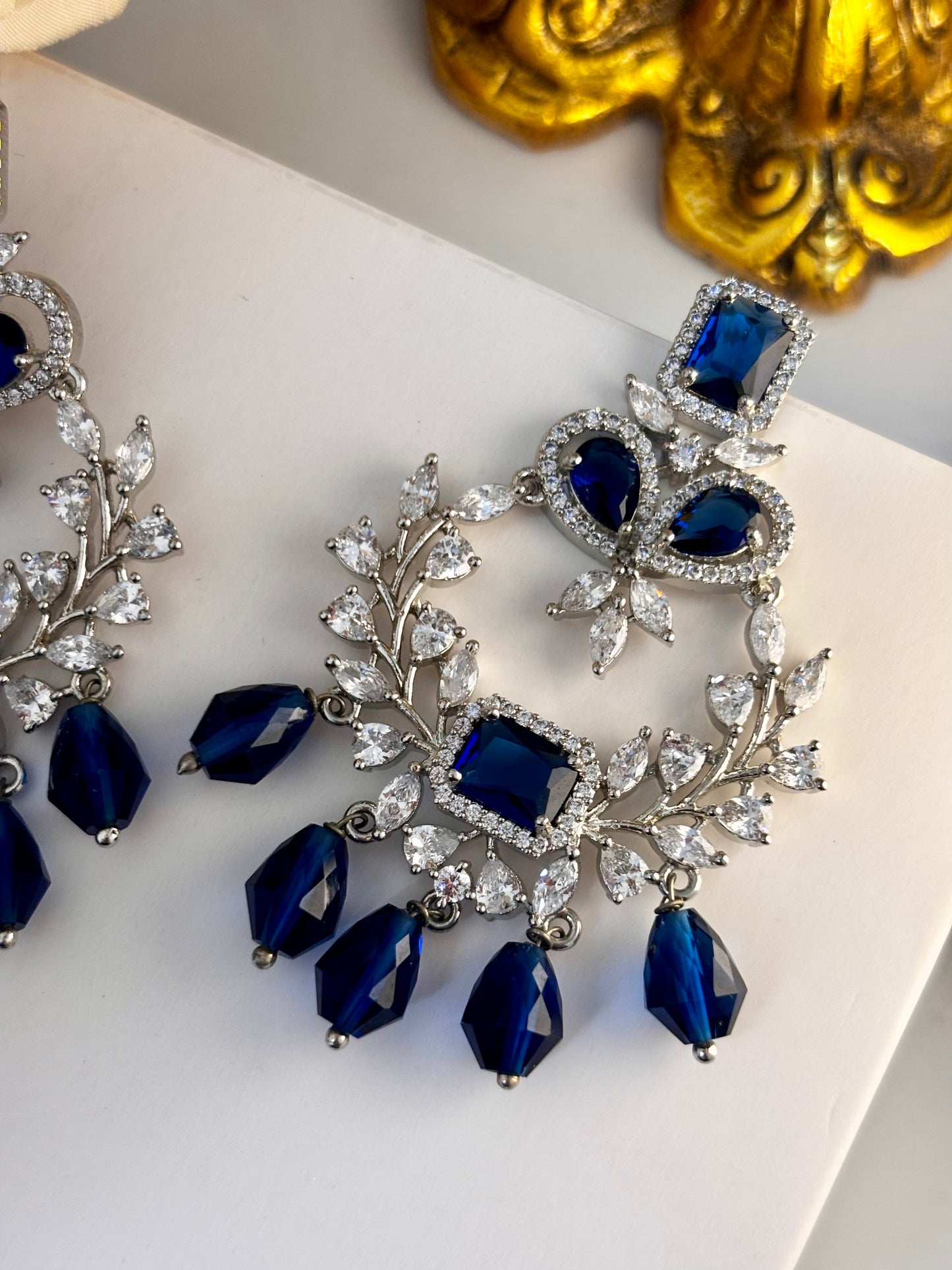 Victorian Style Royal Blue Chandeliers Earrings | Wedding & Party Wear