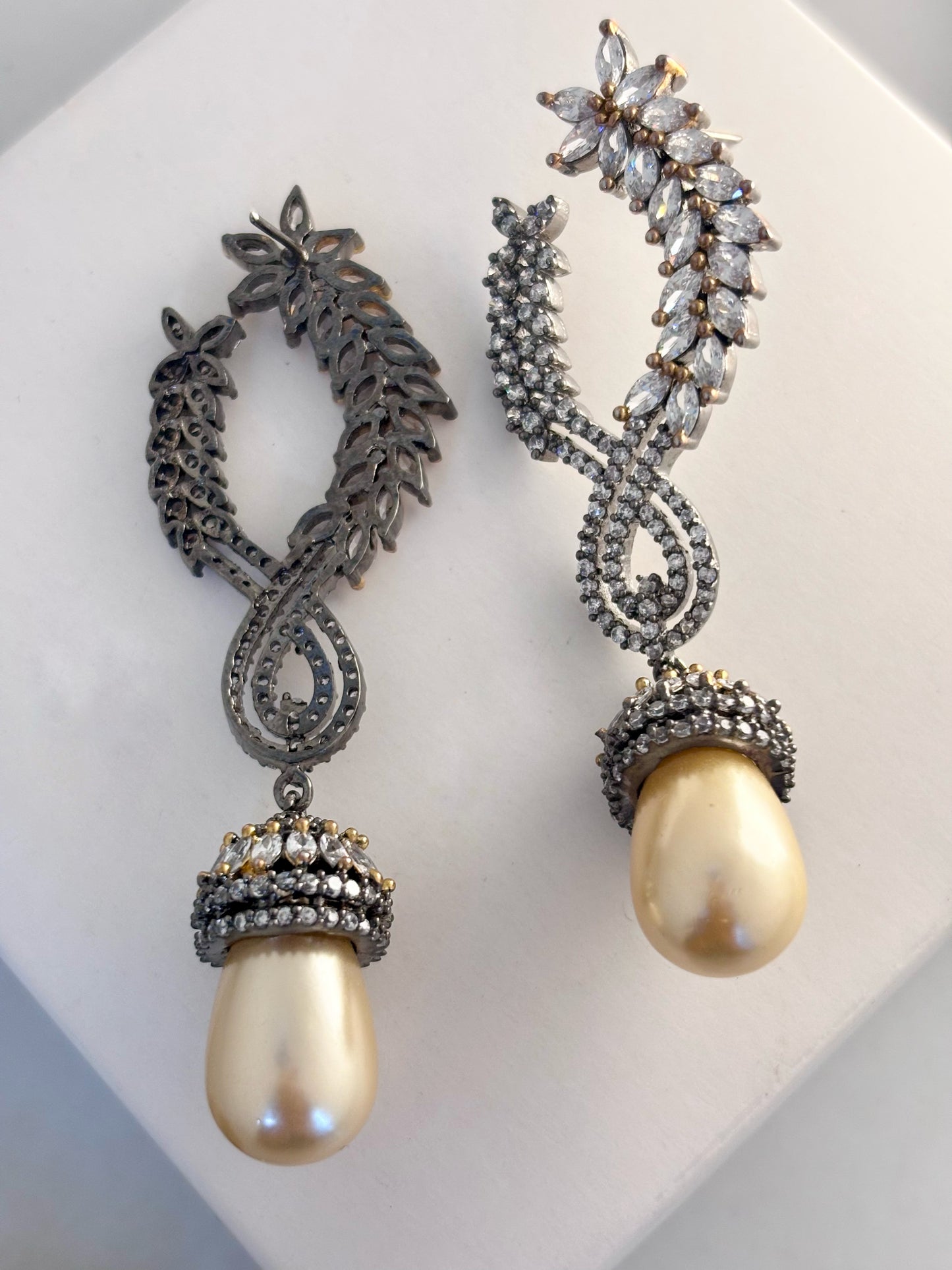 Elara Victorian Pearl Drop Earrings | Wedding & Party Wear