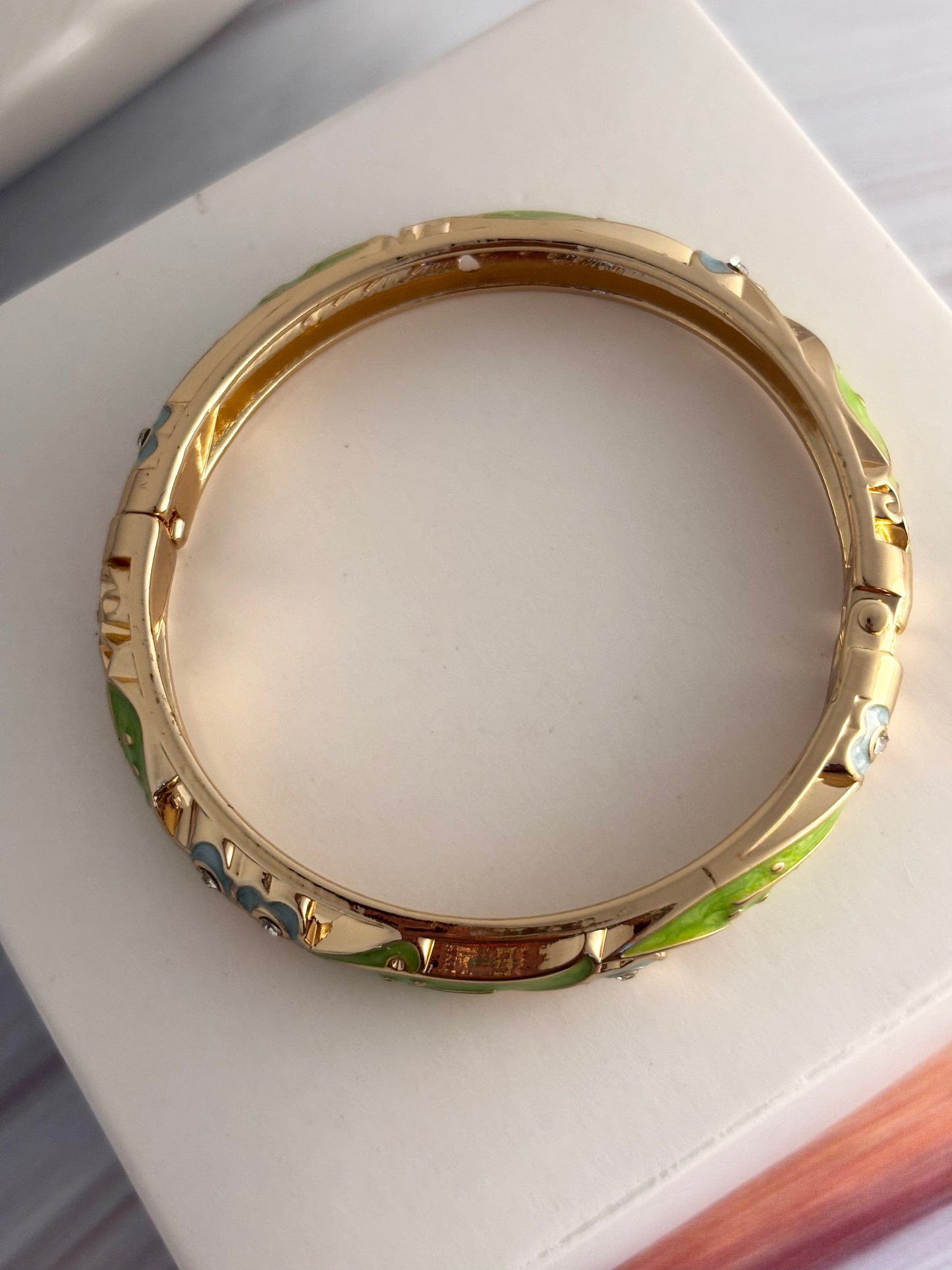 Parrot Green Flower Meenakari Kada Bracelet
