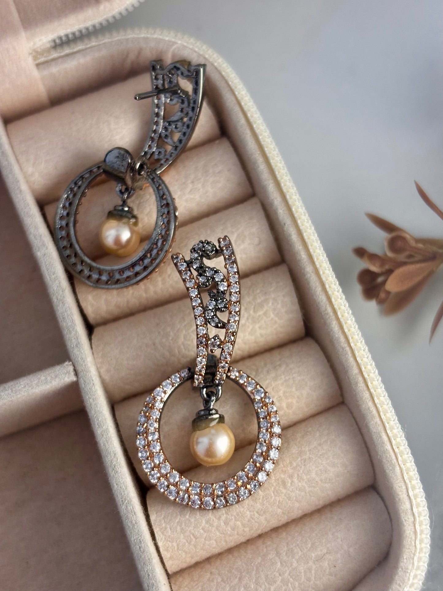 Victorian Style Elisa AD Pearl Drop Earrings | Wedding & Party Wear