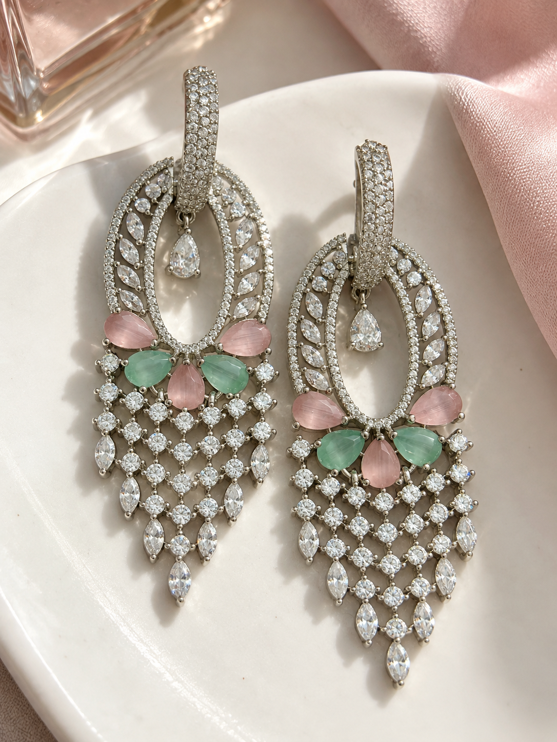 Roselyn AD Cascade Earrings | Wedding & Party Wear