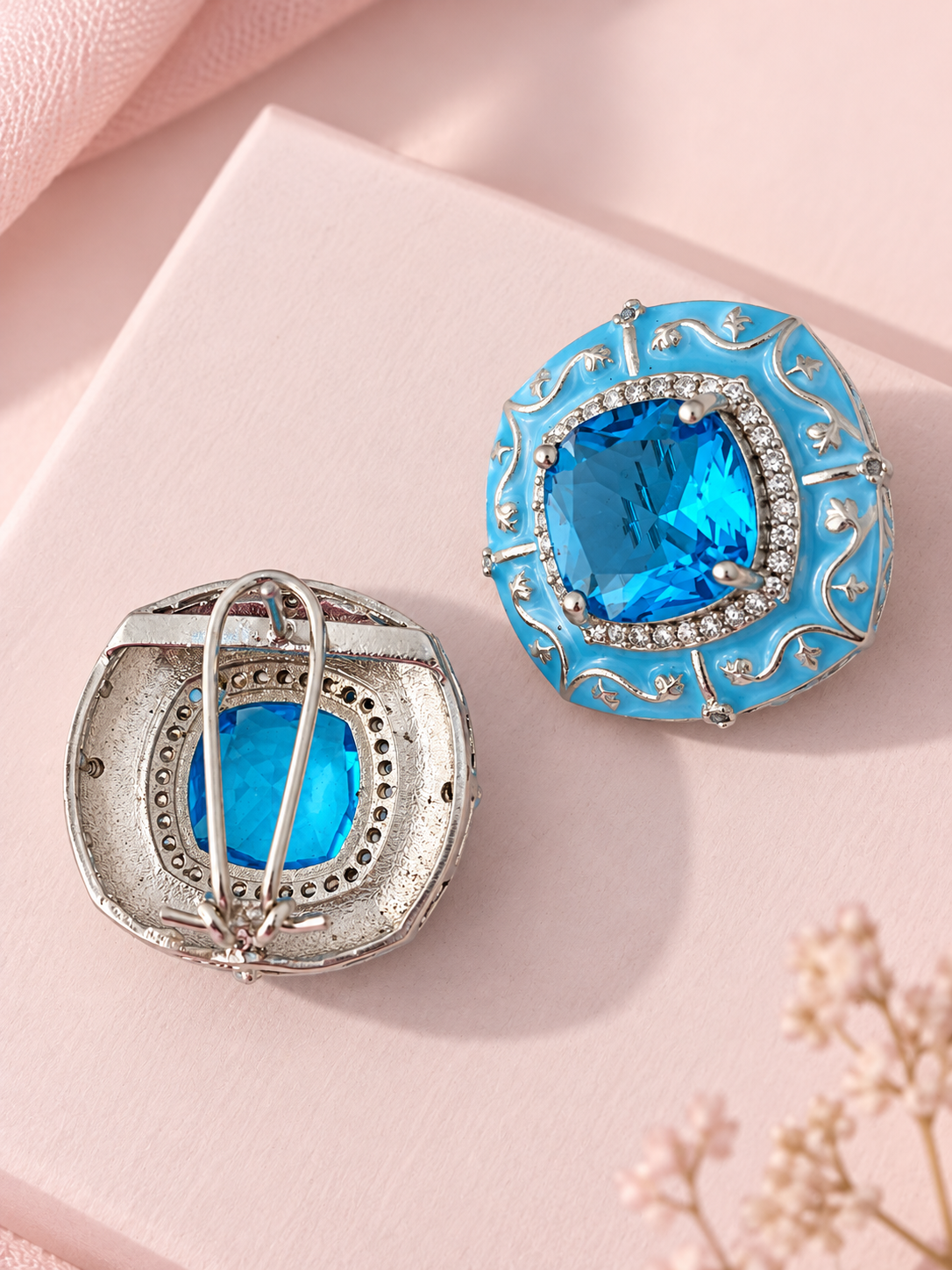 Topaz Blue AD Studs | Wedding & Party Wear