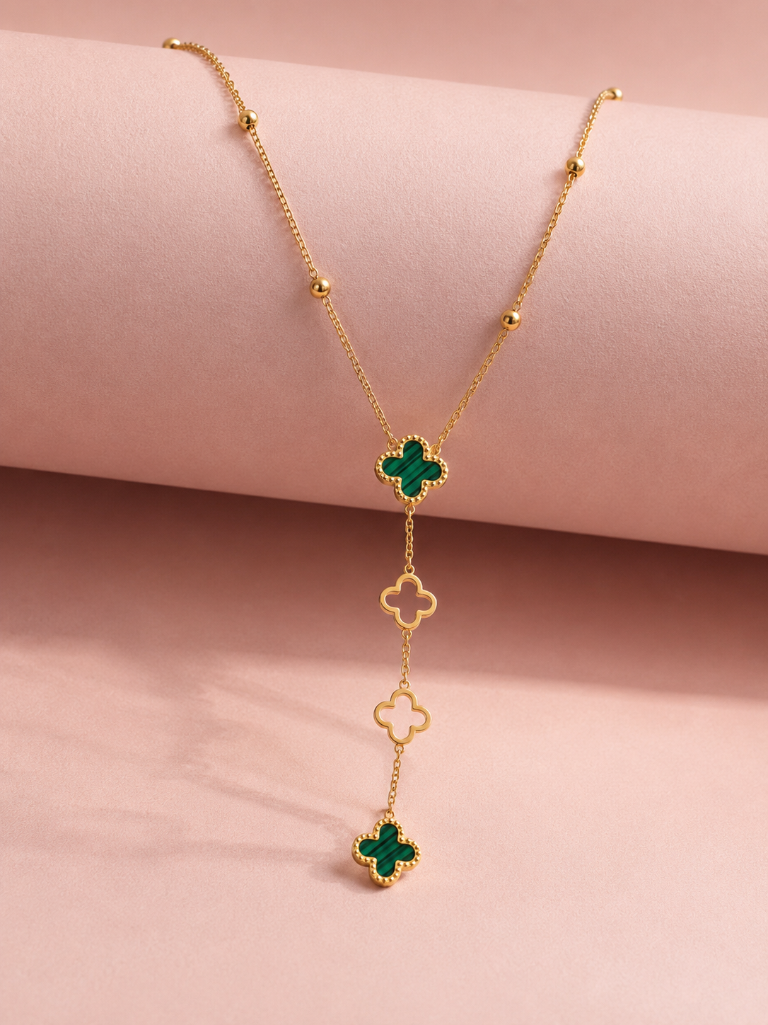 Clover Cascade (Green) | 18kt Gold Plated