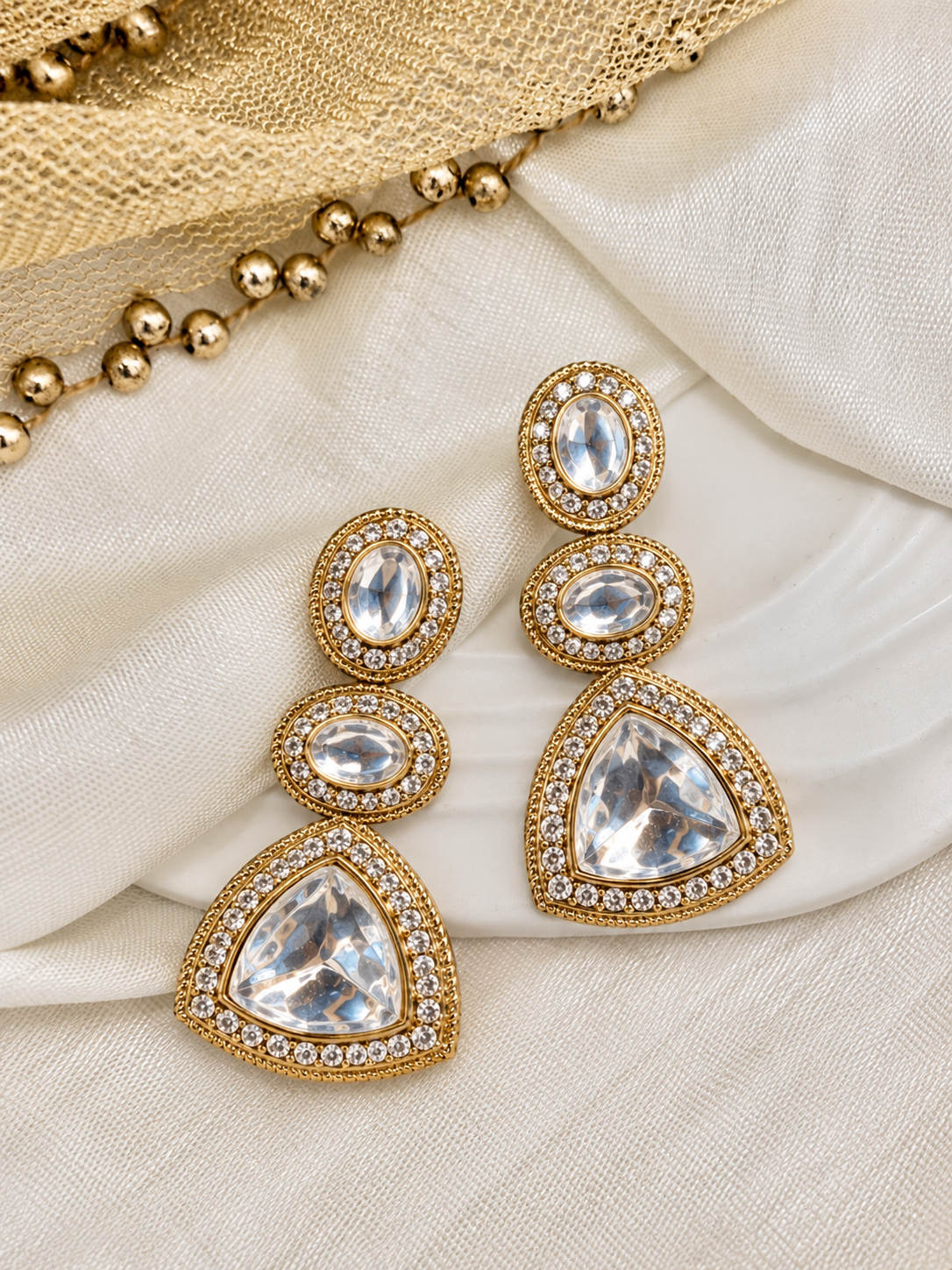 Ishya Ethnic Kundan Drops (White)