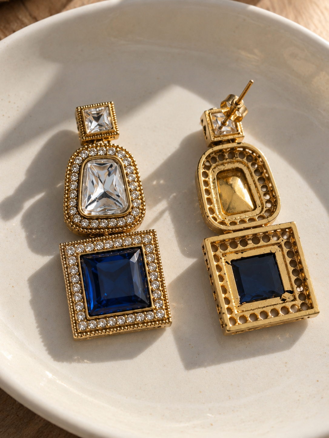 Kashvi Ethnic Gold Earrings (Royal Blue)