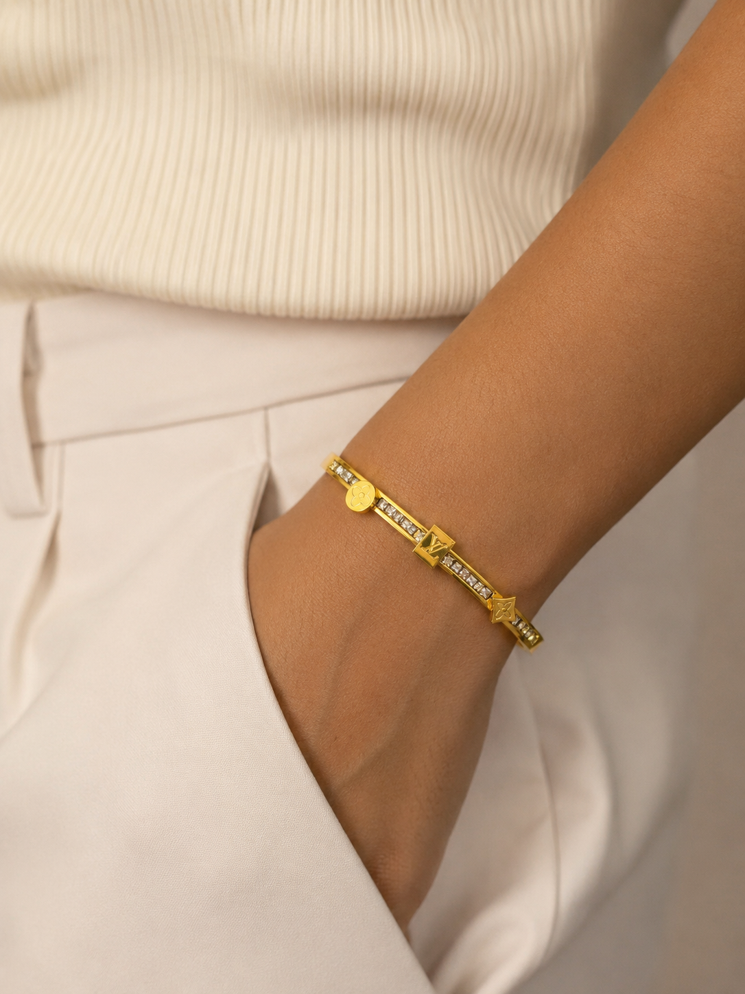 Luna Gold Zircon Bracelet | 18kt Gold Plated Stainless Steel