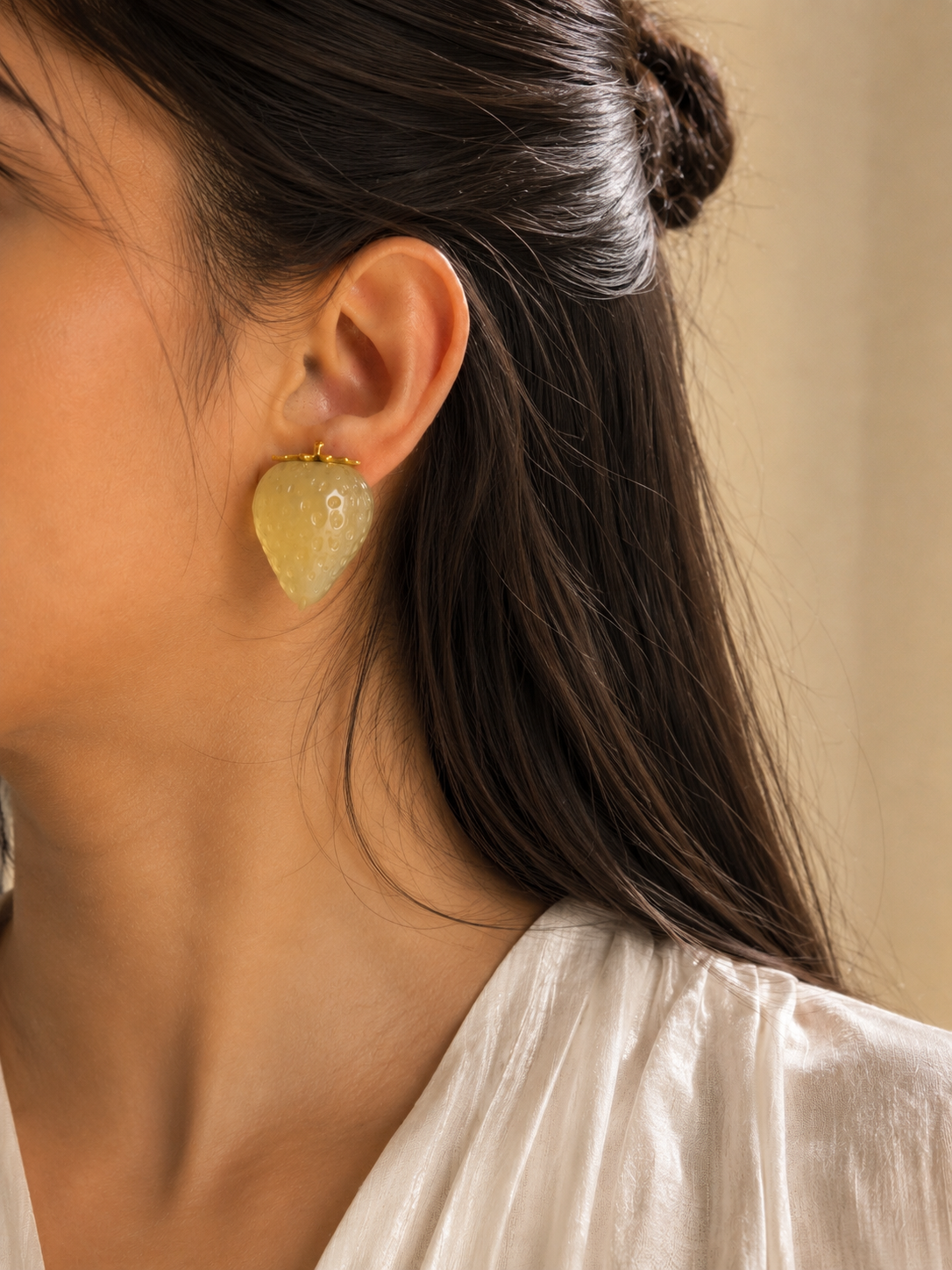 Strawberry Resin Gold Earrings