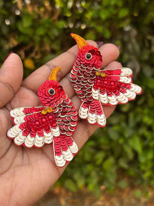 Red Phoenix Handmade Bird Earrings