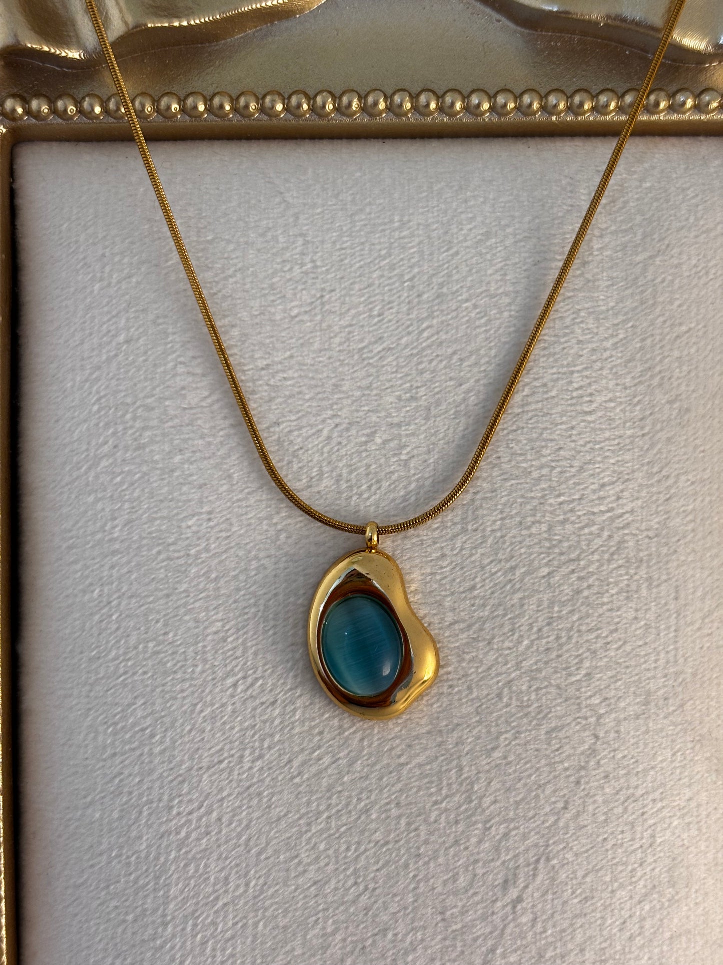 Blue Whisper – Aqua Stone Gold Pendant Necklace