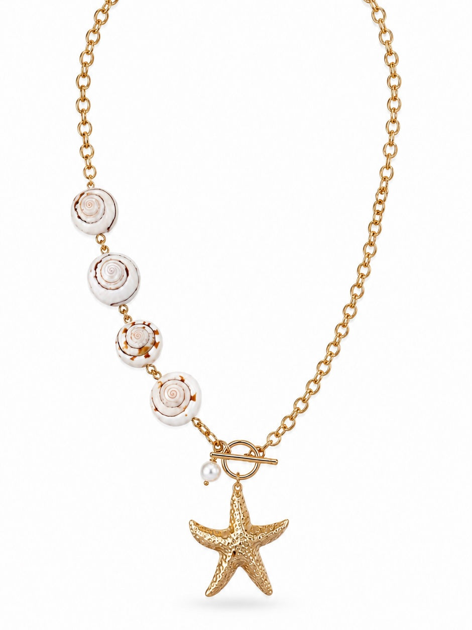 Bohemian Shell Pearl Necklace