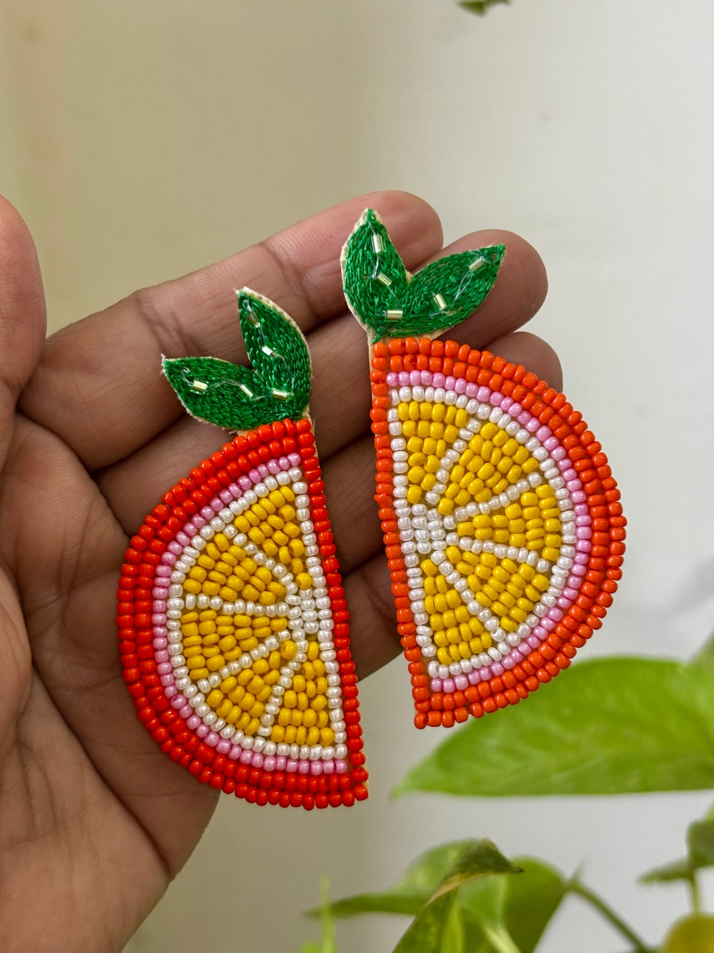 Orange Beaded Earrings