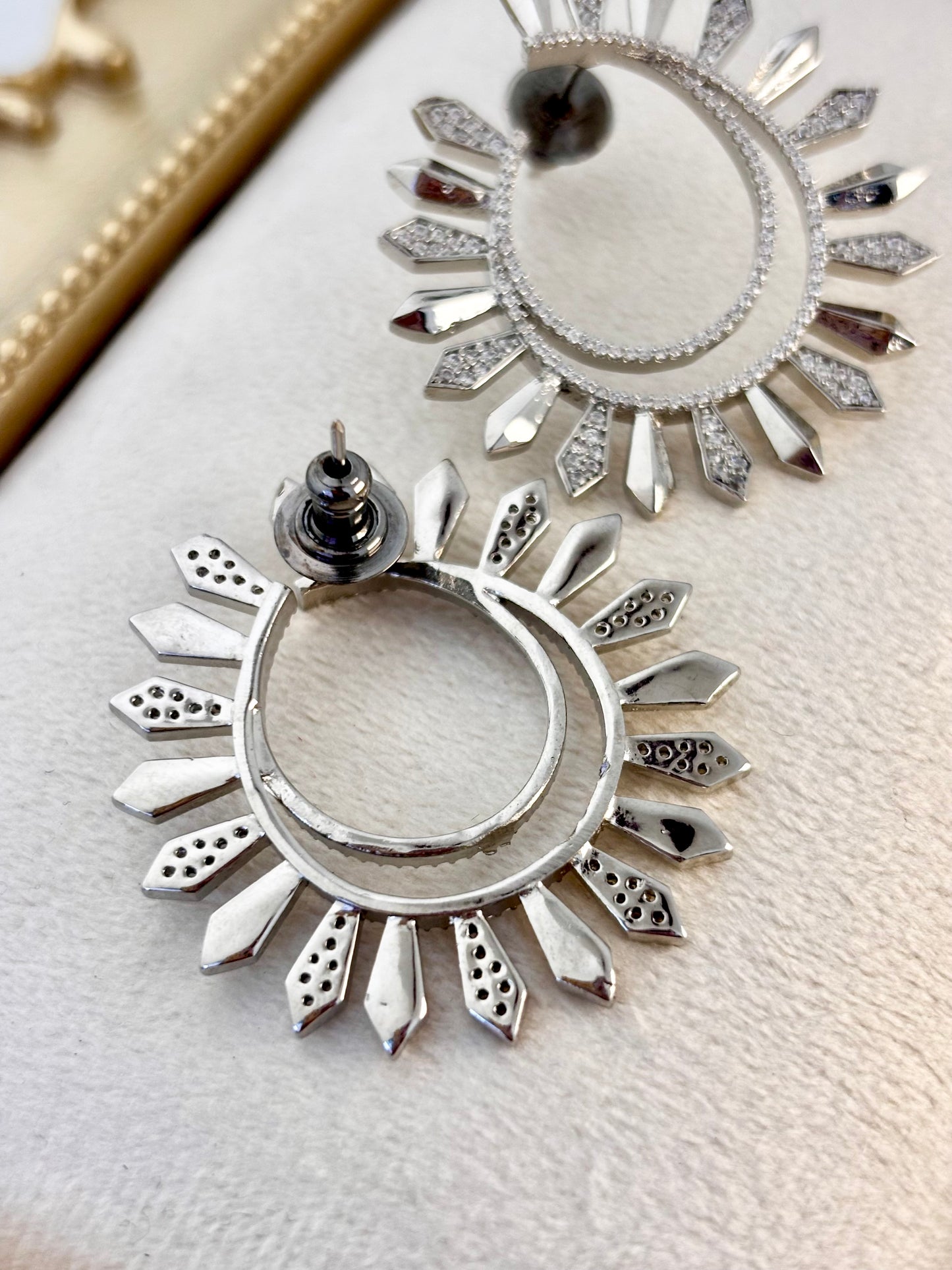 Smokestar Light Silver Shade Nano AD stonework Earrings | Wedding & Party