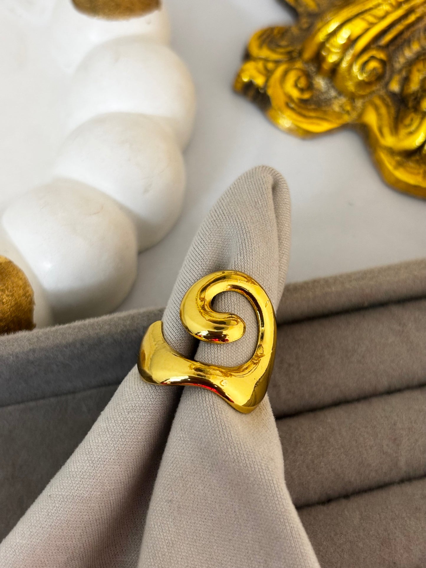 Golden Swirl Ring | Anti Tarnish Gold Plated Ring