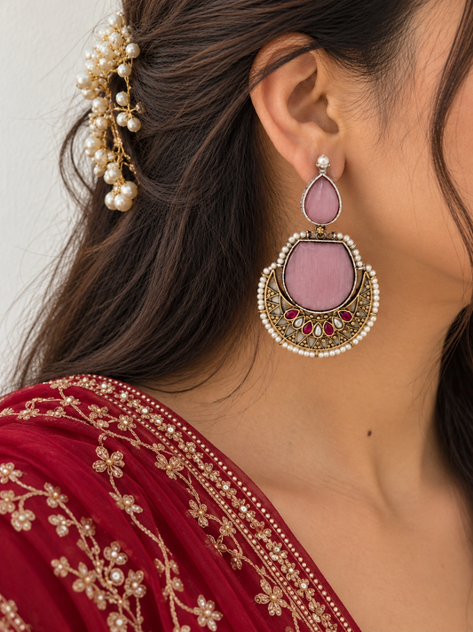 Noorjahan Chandbali | Ethnic Wear (Pink)