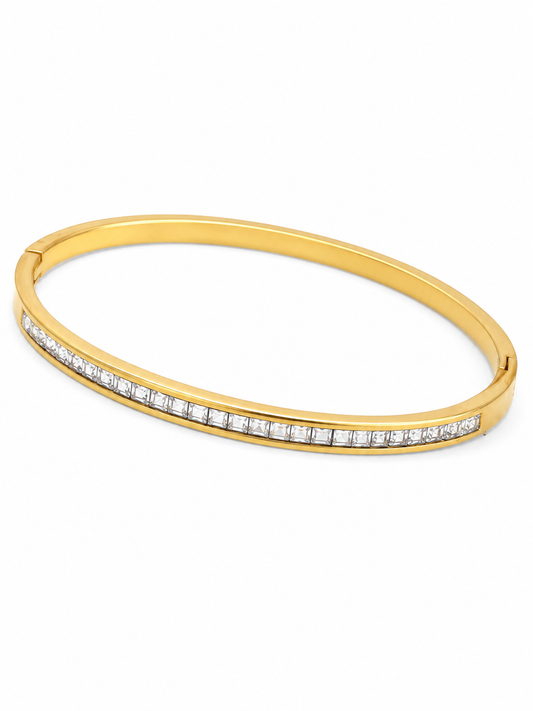 Monaco Crystal Bangle Bracelet | 18kt Gold Plated
