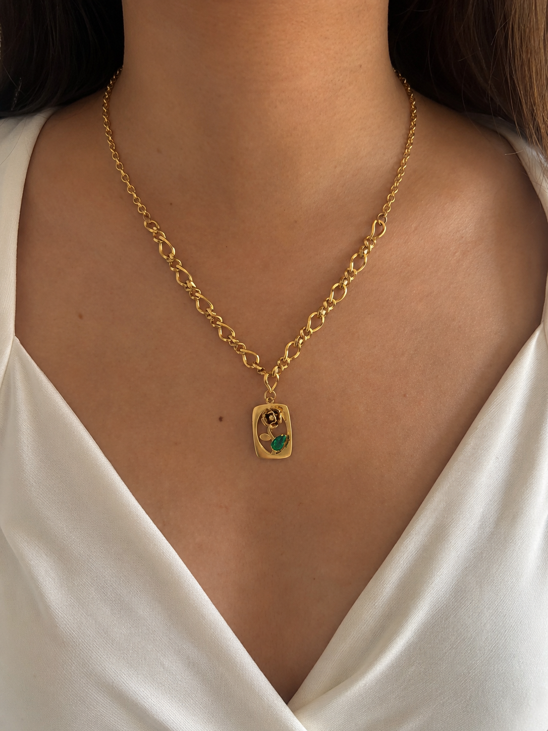 Willow Rose Gold Plated Floral Pendant Necklace