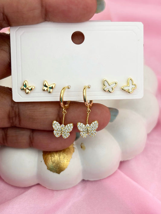 Twinkling Butterfly Earring Set