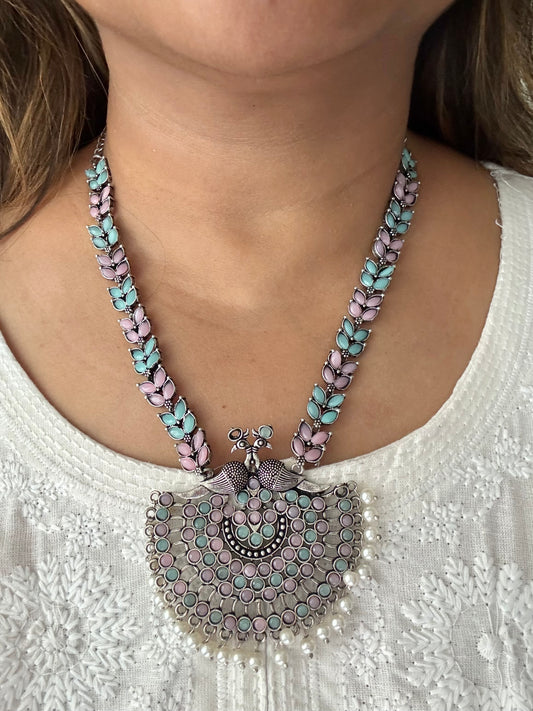 Charvi Necklace (Pink-Blue)