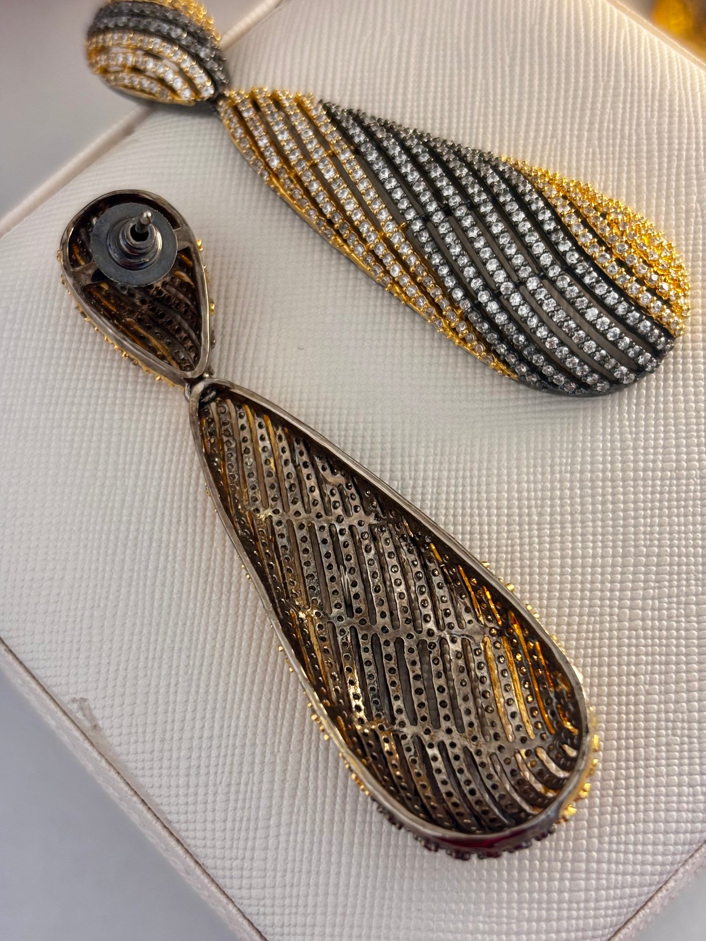 Kelly Dual Tone Teardrop with Nano AD | Wedding & Party Wear