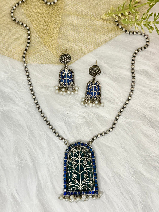 Noor Mahal Necklace (Blue)