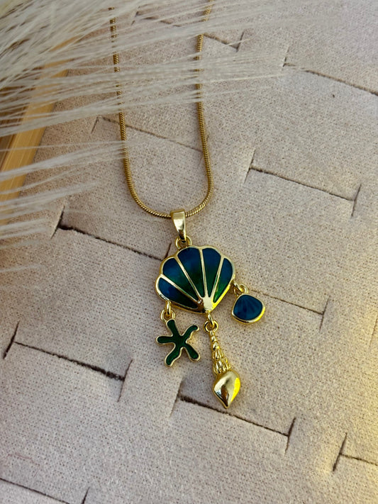 Ocean Shell Charm Gold Pendant Necklace