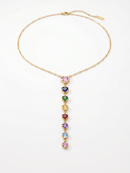 Viral Golden Multicolor Heart Drop Necklace