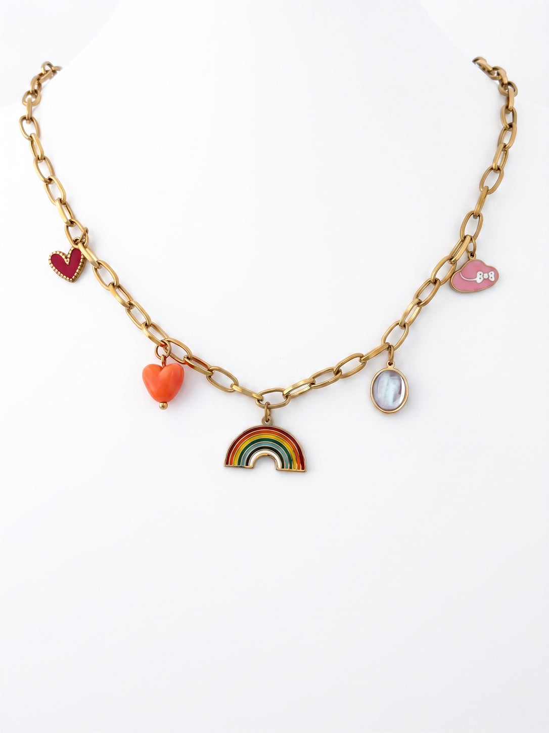 Colourful Rainbow Enamel Charms Necklace