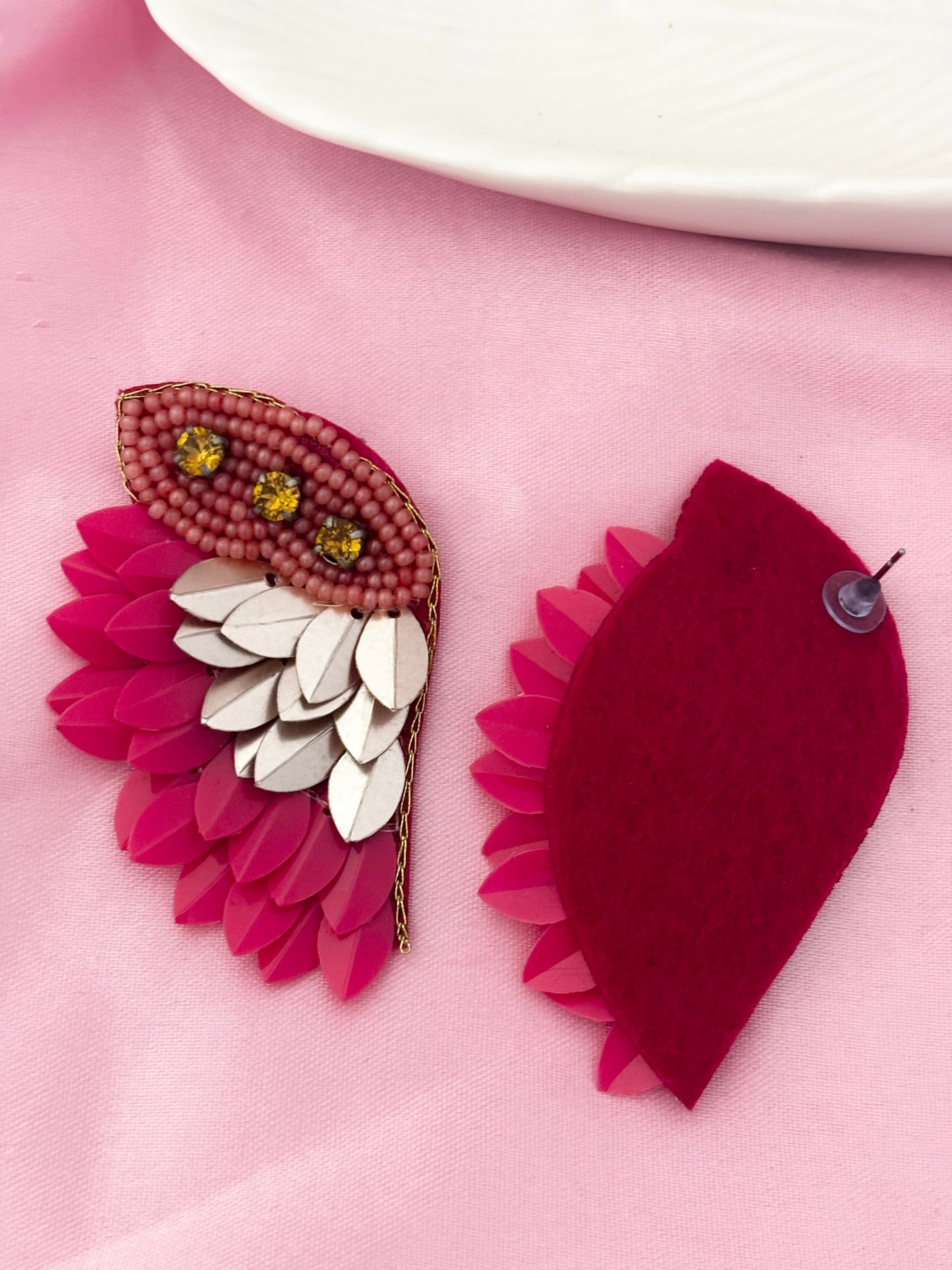 Bubbly Pink Wings Handmade Earrings