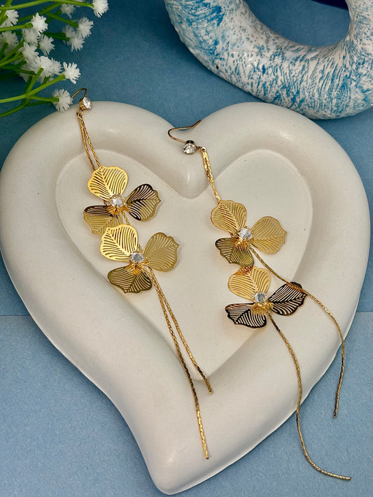 Golden Orchid CZ Drop Earrings