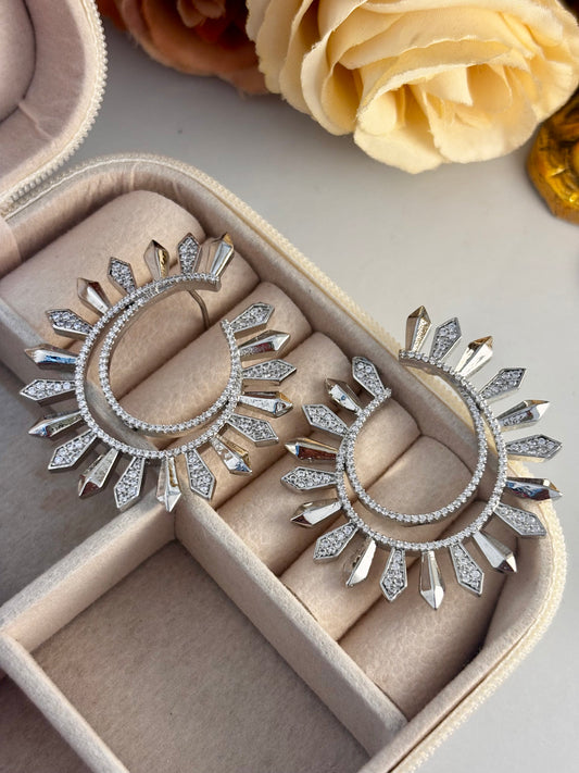 Smokestar Light Silver Shade Nano AD stonework Earrings | Wedding & Party