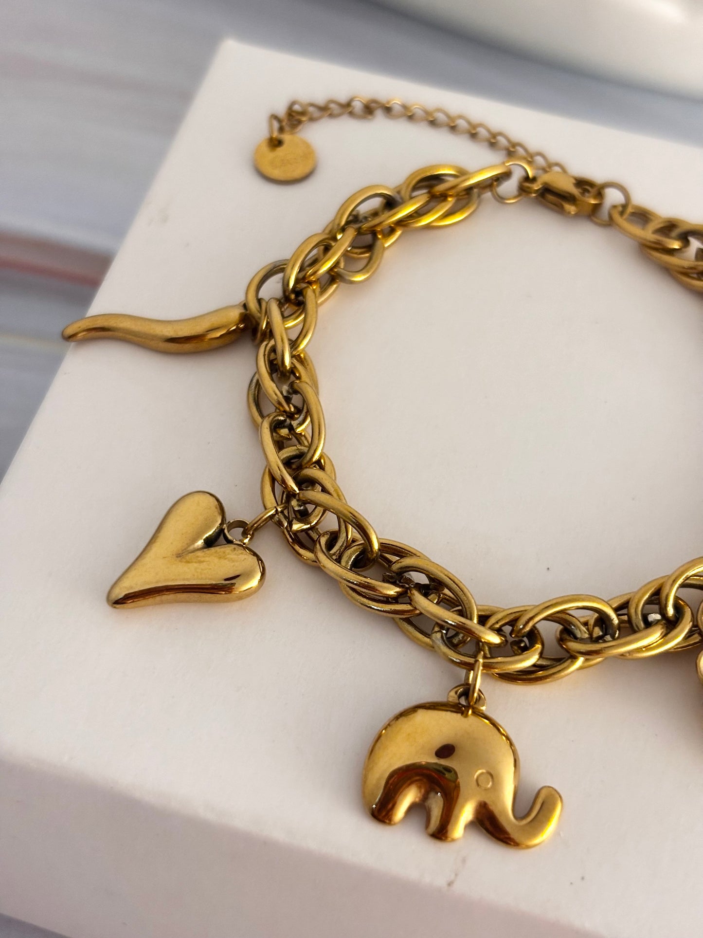 Mia Clover-Heart Charms Bracelet