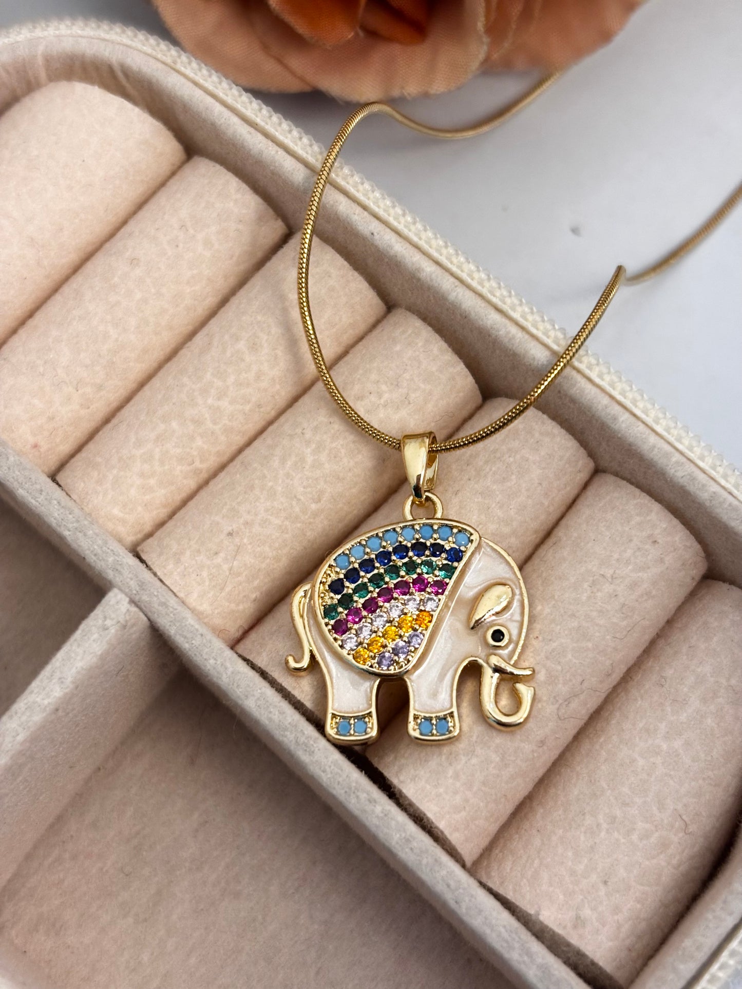 Tiny Tusker ~ Enamel Elephant with Zircons | Pinteresty Gold Plated Non Tarnish