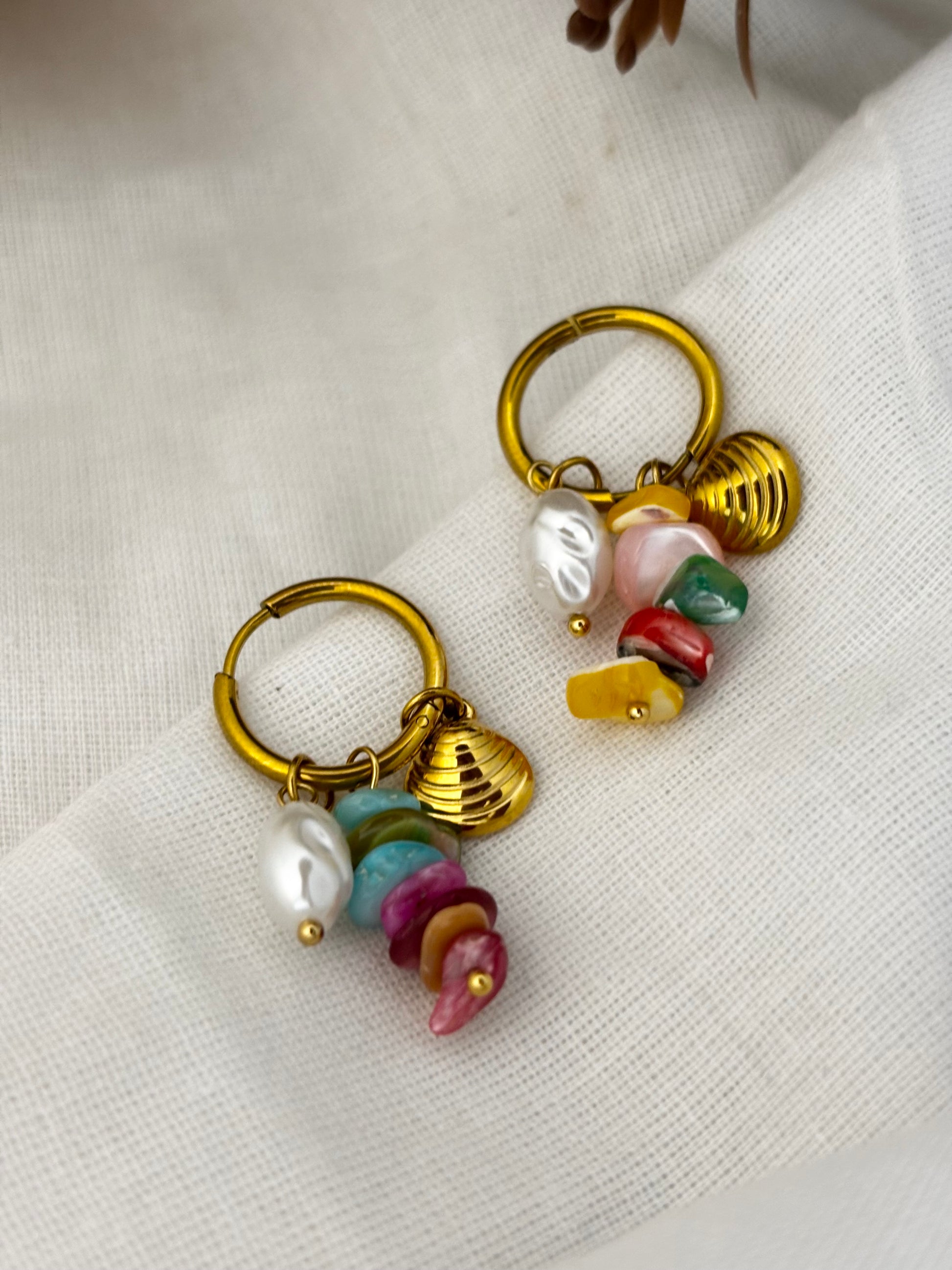 18k gold-plated huggie hoops with ocean charms