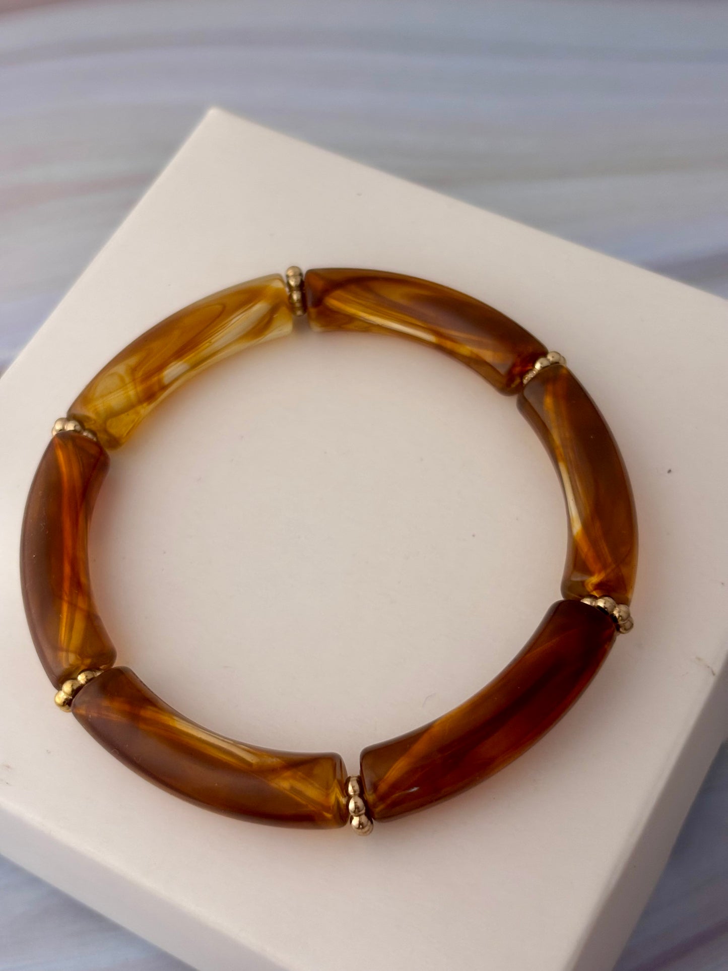3 Piece Honey Pearl Acrylic Bracelet Stack | All size