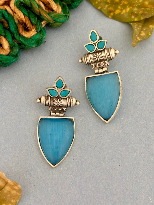 Aadhira Silver Drop Earrings Sky Blue Drops