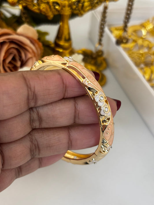 Peach Flower Meenakari Kada Bracelet