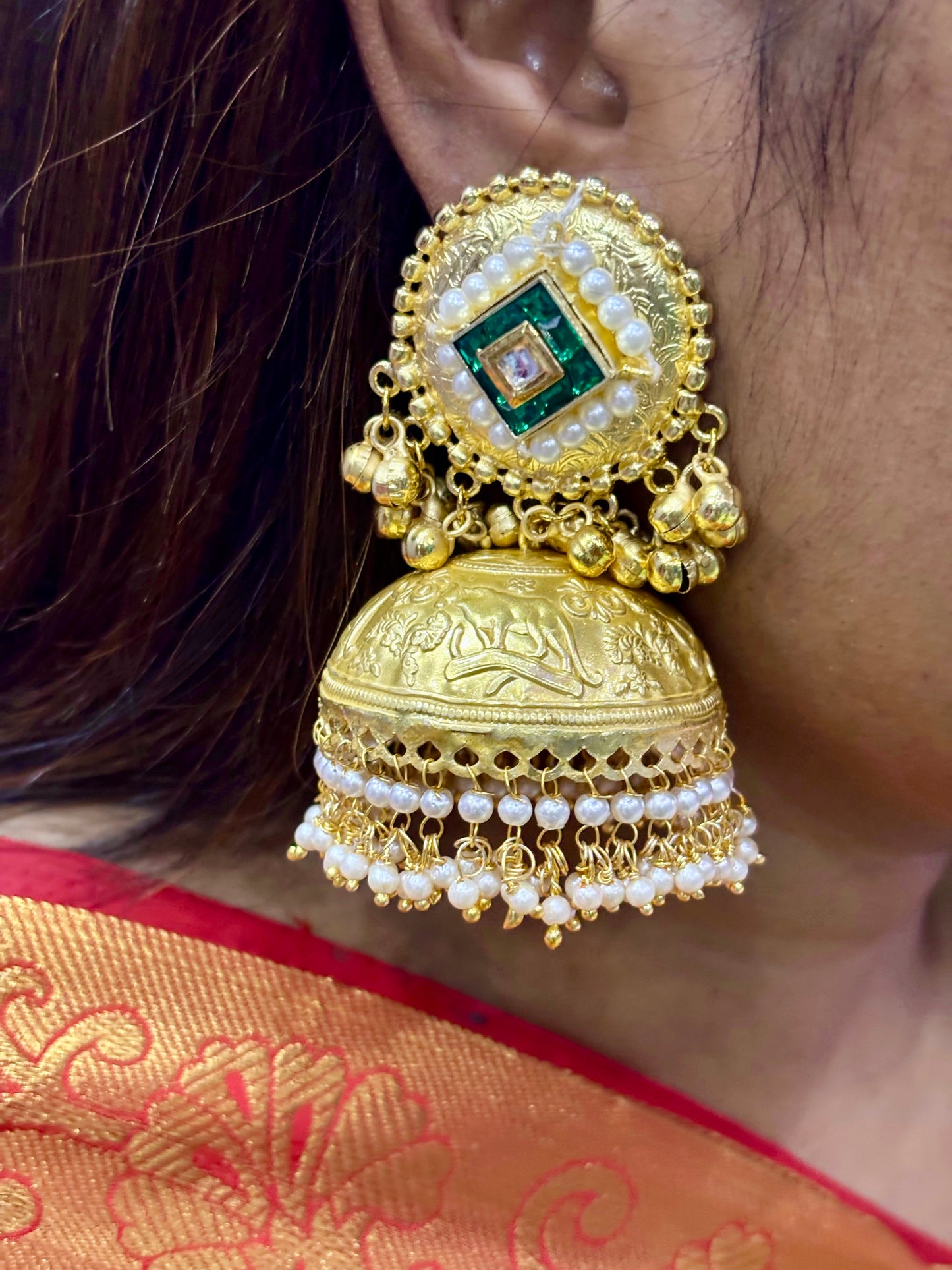 Maharani Gold Jhumka Earrings