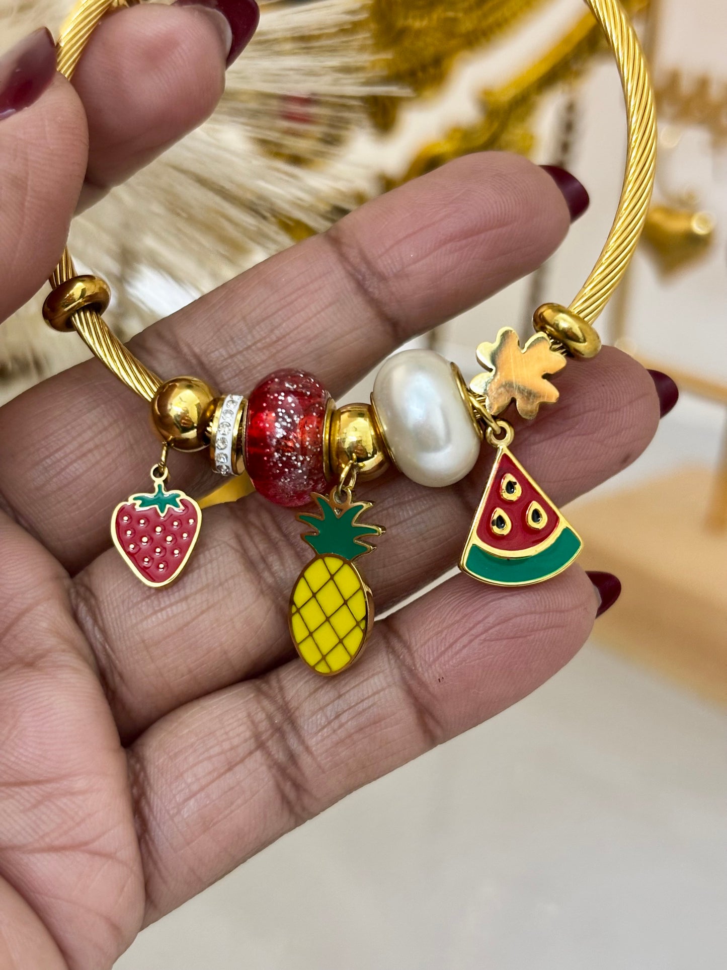 Pandora Style Fruit Charm Bracelet