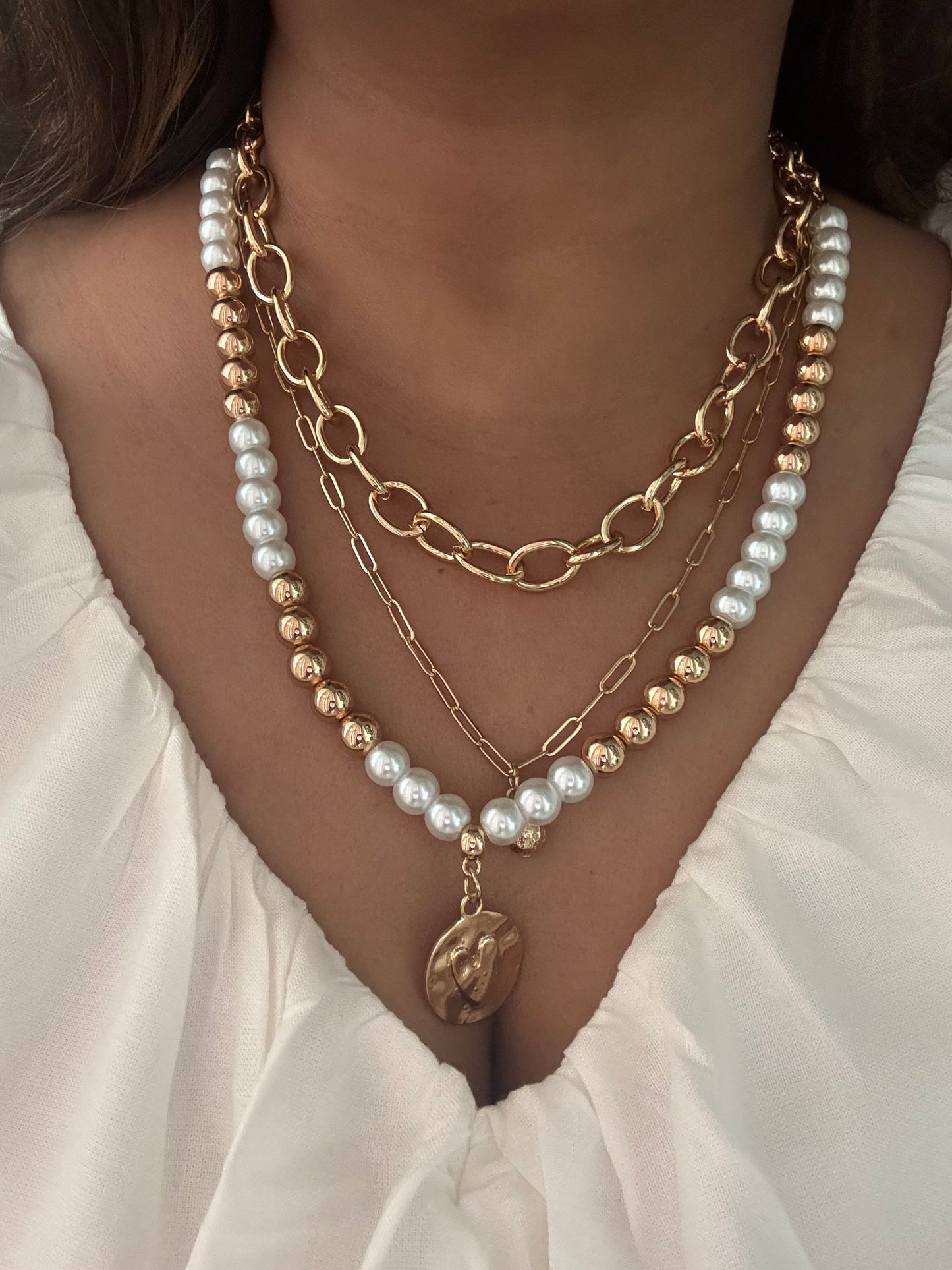 Chunky Pearl Multi Layered Necklace