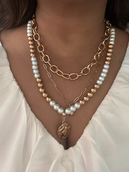 Chunky Pearl Multi Layered Necklace