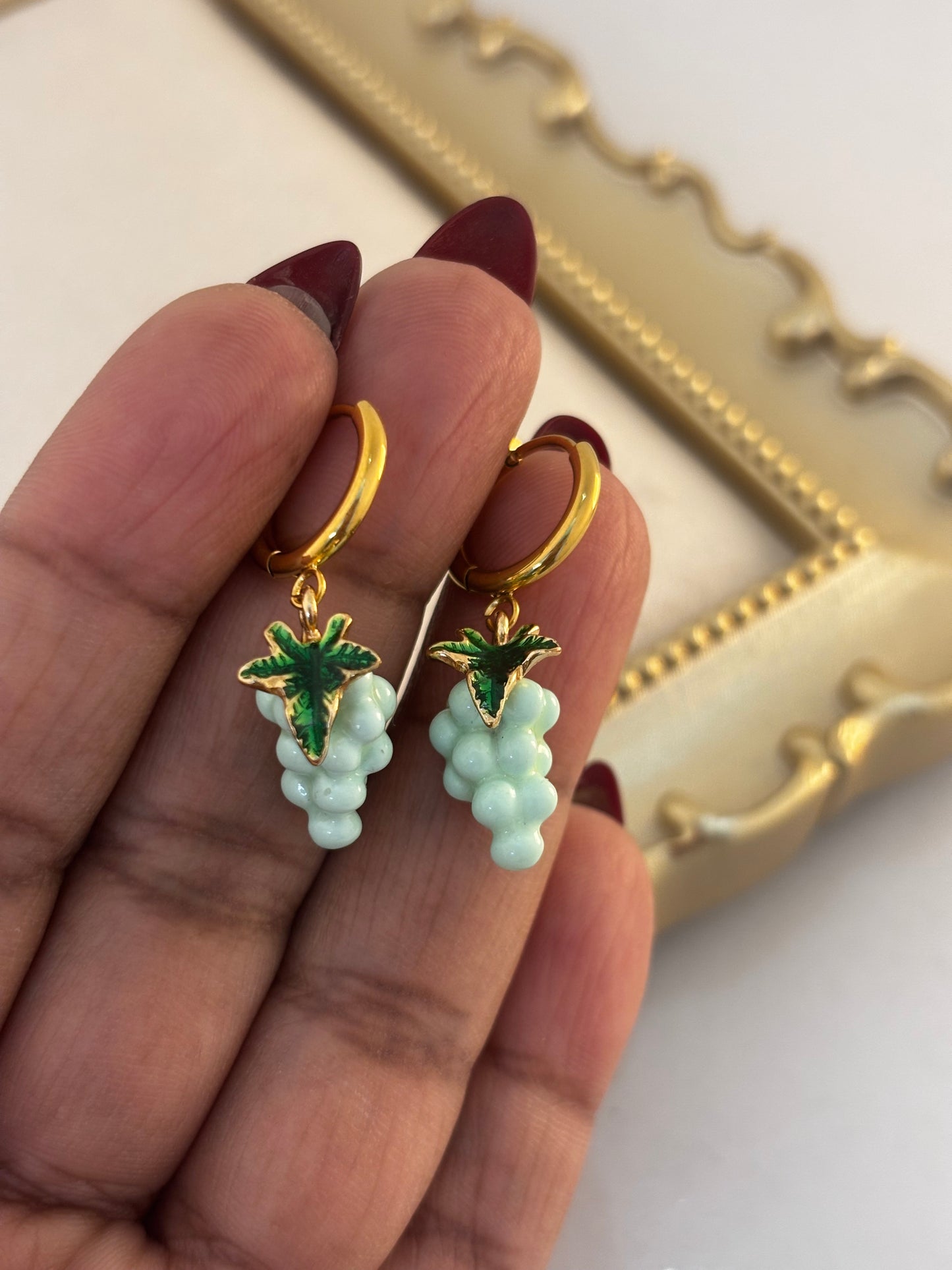 Mint Grape Hoop Earrings | 18kt Gold Plated