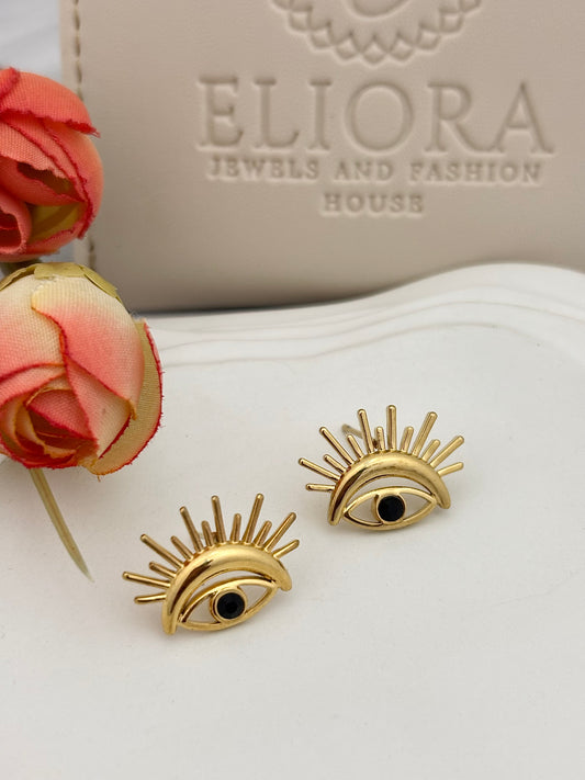 Golden Evil Eye Studs